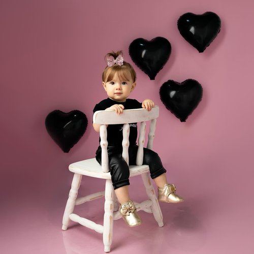 Black Heart | 10 Pcs Black Foil Heart Balloons - 18 Inch Helium Polyester Film for Valentine's & Weddings