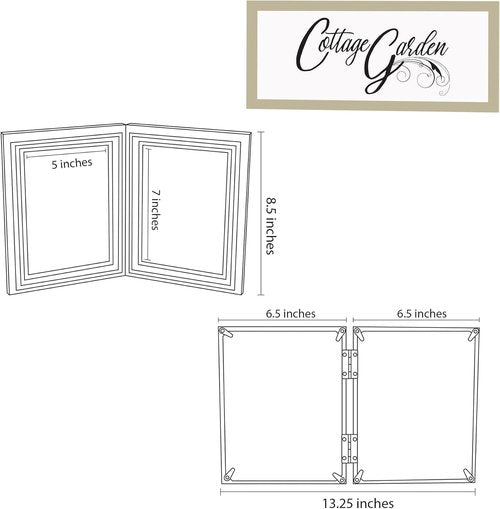 Cottage Garden Black Woodgrain Double Tabletop Photo Frame - Holds Two 5x7 Photos