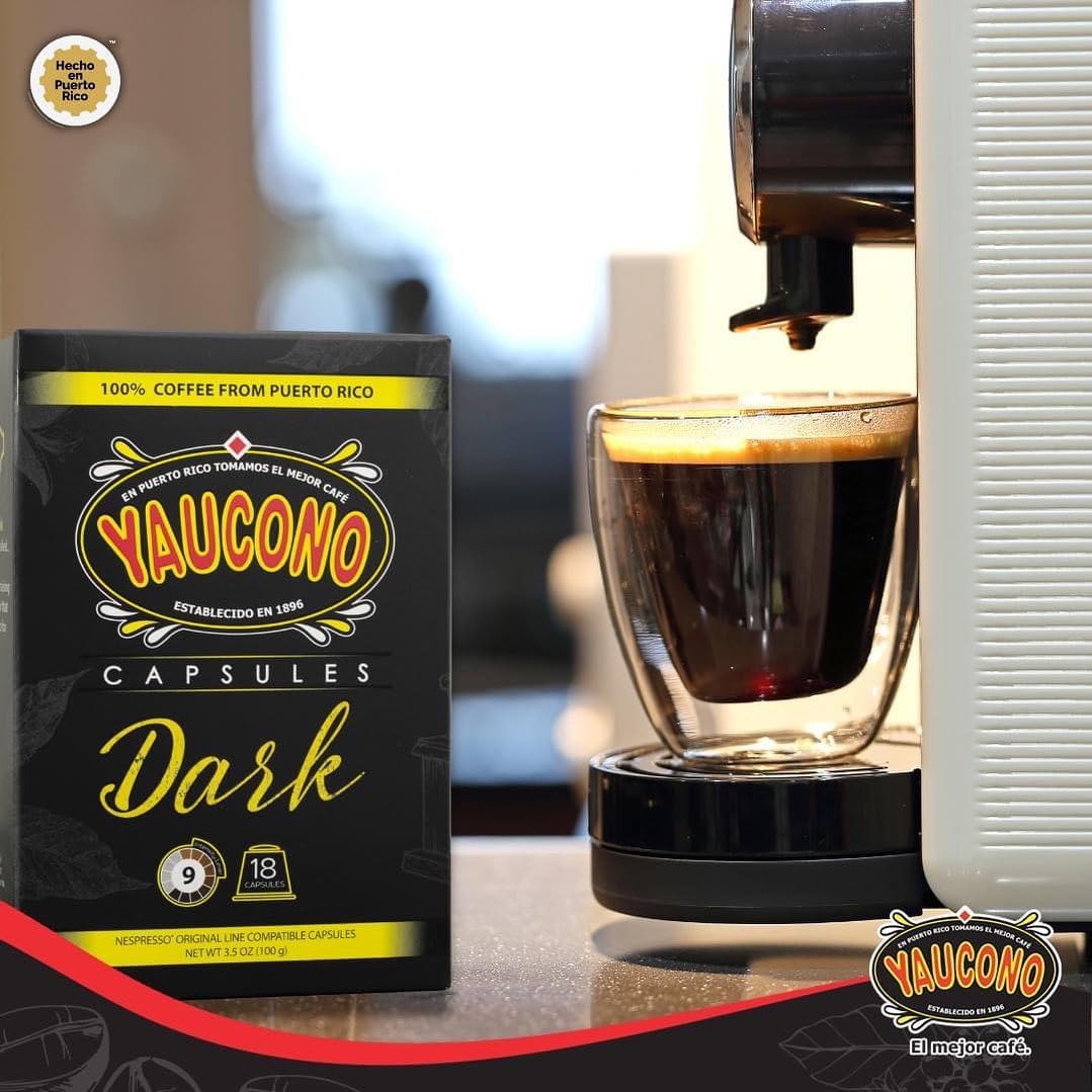 Yaucono Espresso Capsules, Dark Roast, 100 Percent Coffee from Puerto Rico Compatible with Nespresso Machines, 18 Count (Pack of 1)