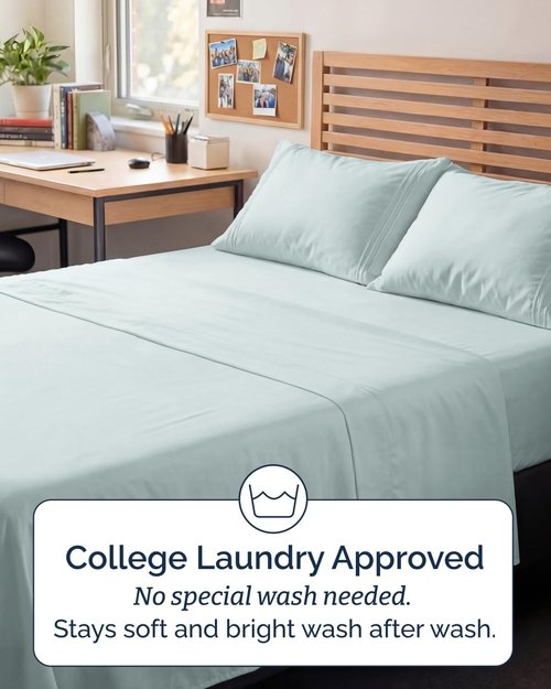 Full XL Bed Sheet Set by Hotel Luxury - Soft, Breathable & Cooling 4-Piece Bedding - Deep Pockets, Fade & Wrinkle Free - Ice Blue