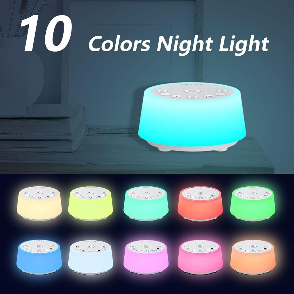 Skiennix Color Noise Sound Machine - 10 Colors, 25 Soothing Sounds, Adjustable Brightness | Perfect for Adults & Kids