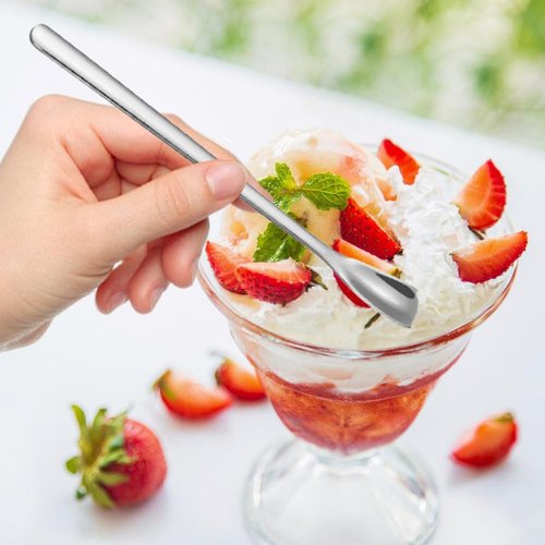 Ouliget Stainless Steel Coffee Stirring Spoon,Silver Coffee Stir Sticks Drink Spoons,Long Handle Tea Coffee Spoons Tiny Salt Condiment Spoon,Coffee Bar Accessories,6 Inches