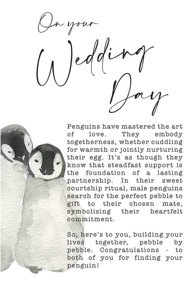 Penguin Wedding Greeting Card with Keepsake Wooden Windcatcher