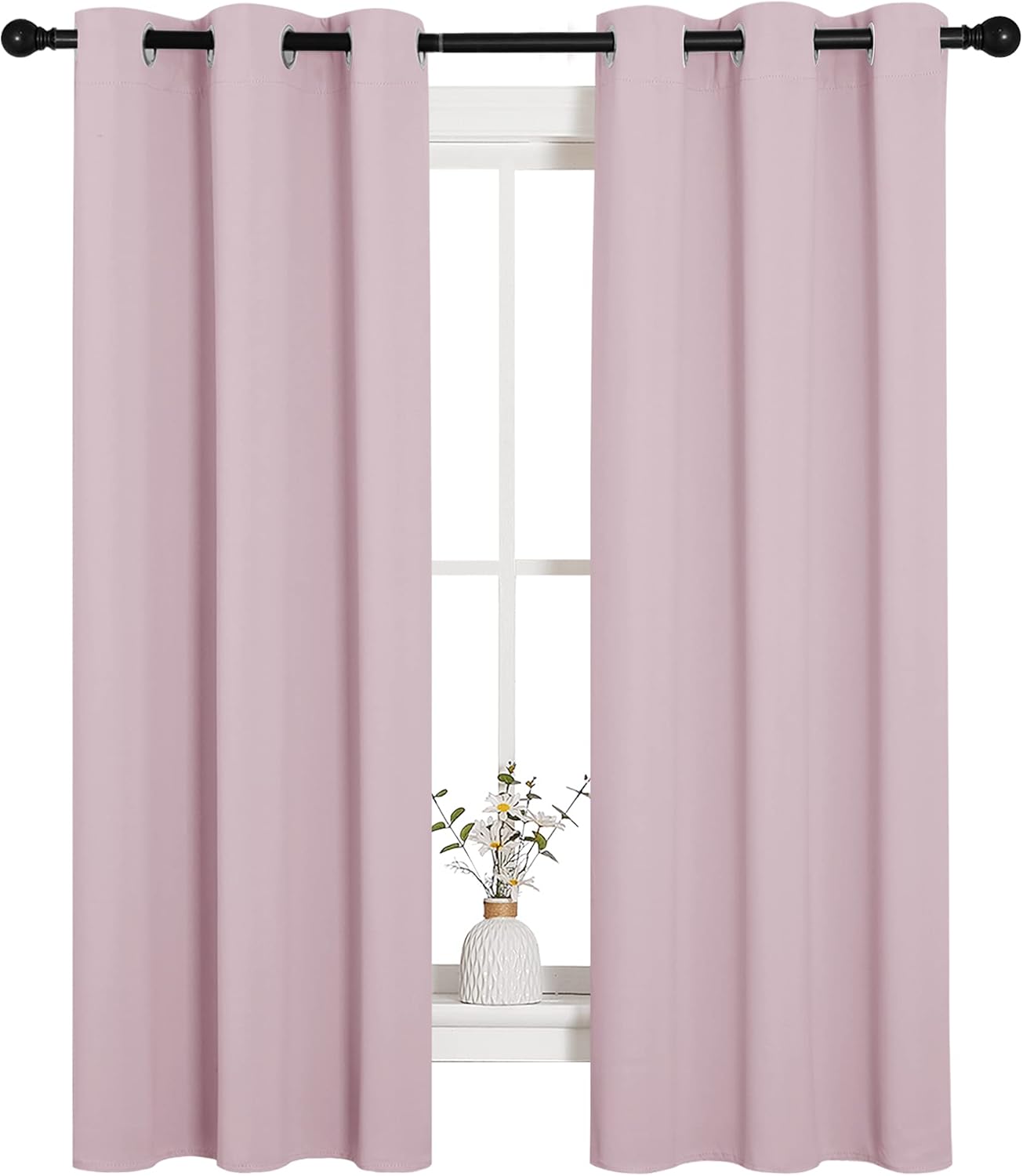 NICETOWN Blackout Curtain Panels - Thermal Insulated Grommet Drapes for Girls Room | Baby Pink & Lavender Pink, 34 x 63 Inch (1 Pair)