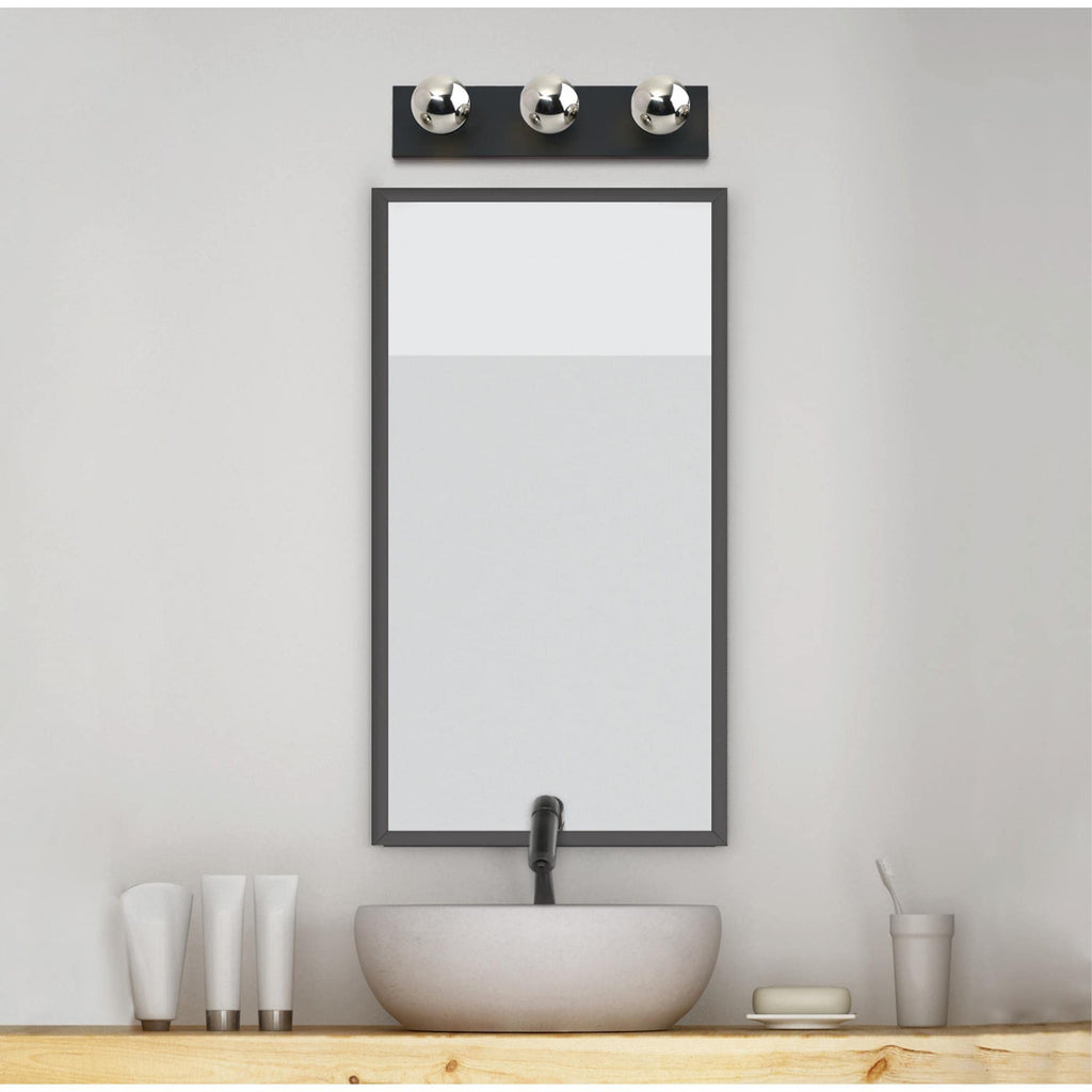 Westinghouse 6117500 Traditional Three-Light Indoor Vanity Light Fixture, Matte Black Finish, No Shades