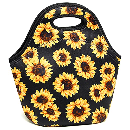 Sunflowers Neoprene Insulated Lunch Bag - Reusable & Washable Tote for Women & Men