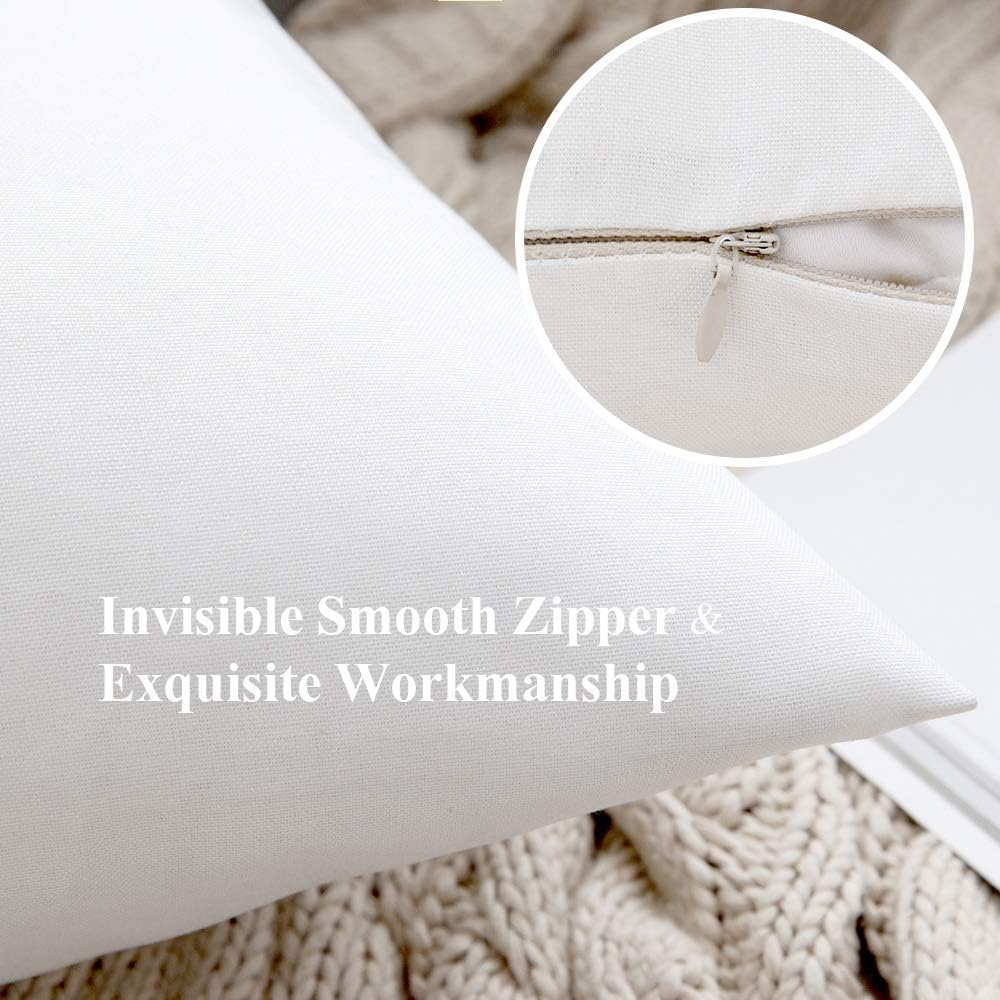 MIULEE Decorative Outdoor Throw Pillow Covers - Waterproof Faux Linen Cushion Cases | 22x22 Inch White (Pack of 2)