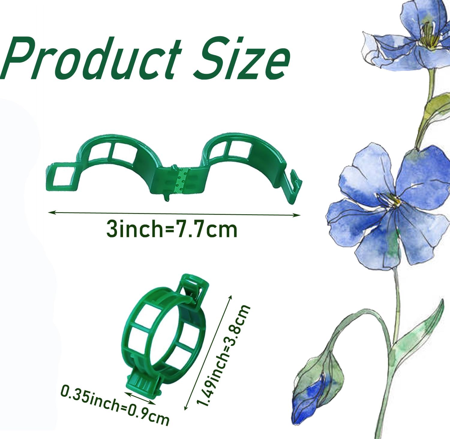 Plant Support Clips - 100pcs Tomato & Grape Vine Clips for Garden Trellis | Durable Green Plastic
