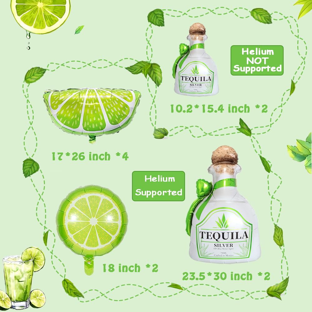 Tequila Balloons/Tequila Birthday Party Decorations/Lime Balloons/Matrimony Bachelorette Decorations/Gimme One Margarita Themed Decor for Moo Moos and Margaritas Birthday Party Decorations