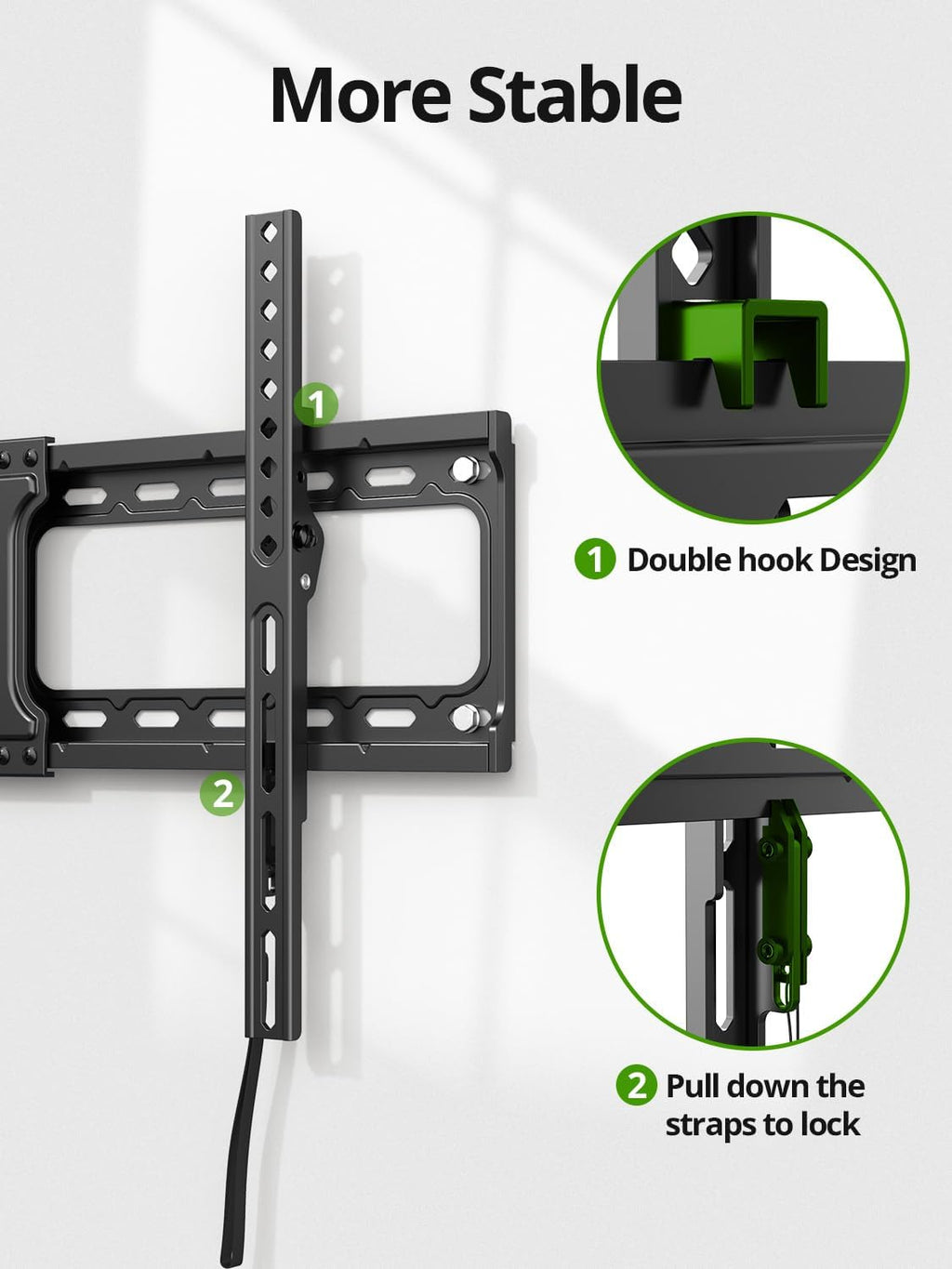 USX MOUNT Tilting TV Wall Mount - Fits 37"-95" Flat & Curved Screens, Max VESA 600x400mm, Supports 132lbs