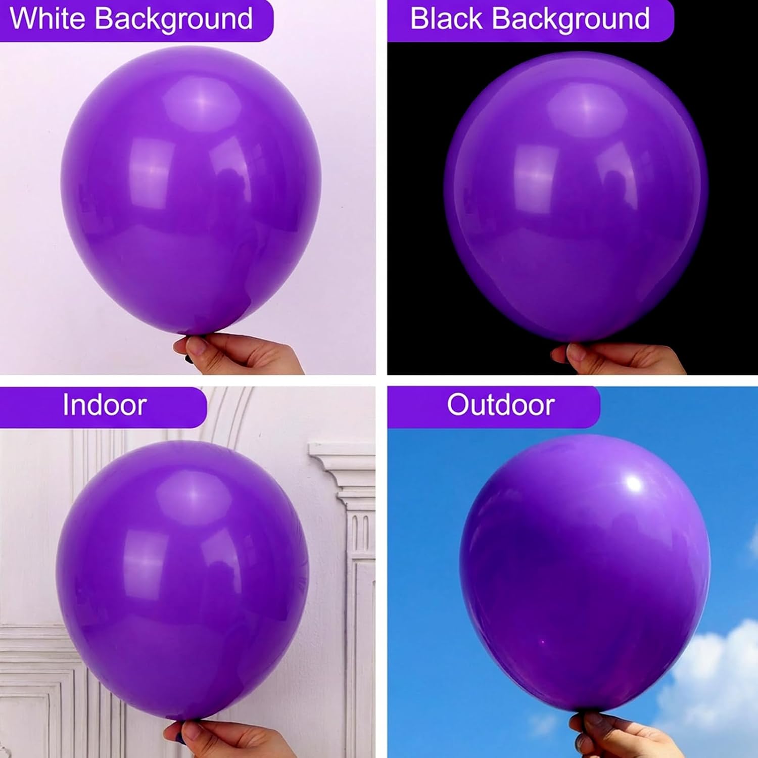 RUBFAC 154pcs Dark Purple Balloon Set - Various Sizes for Birthday, Baby Shower & Graduation Decor