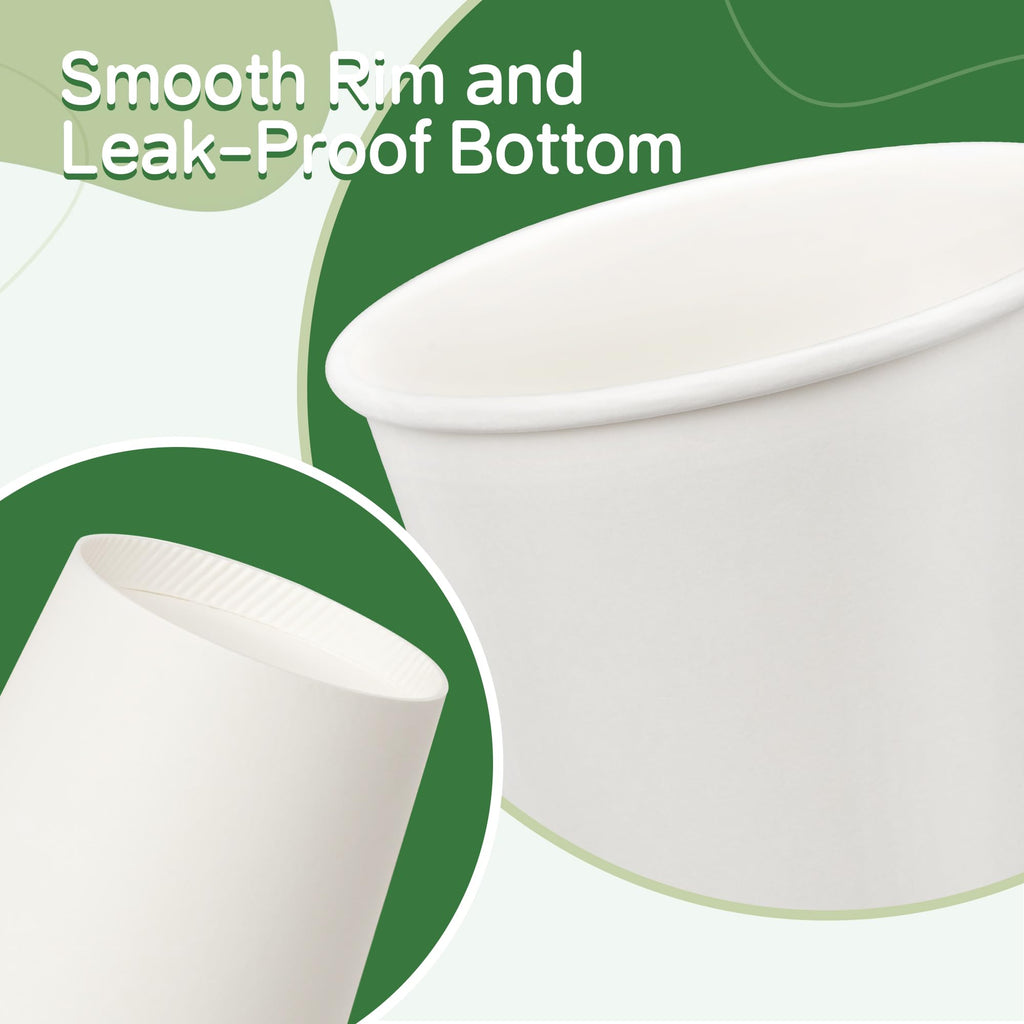 ECOEXTRA 1000 Pack 12 oz Paper Cups - Disposable, White Hot Beverage Drinking Cups, Perfect for Party, Picnic, Travel, and Events