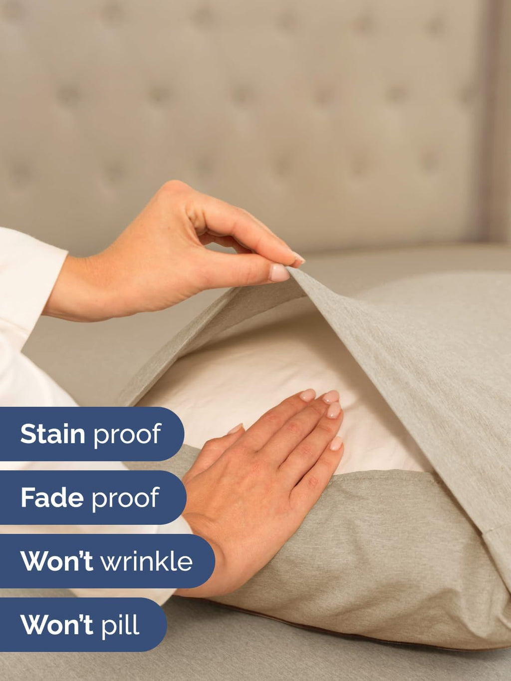 Skiennix Extra Deep Split King Sheet Set - 7 Piece Breathable Cooling Bedding - Soft Wrinkle-Free Heathered Beige