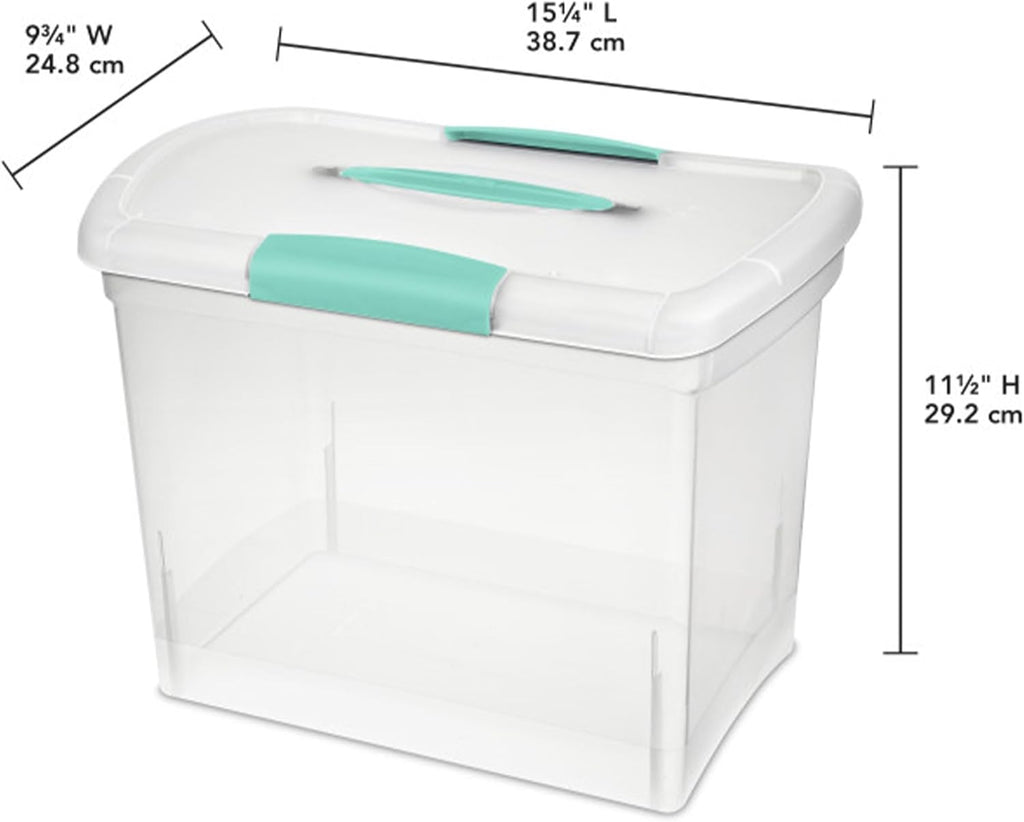 Sterilite Large Nesting ShowOffs - Stackable Storage Bins with Latching Lid & Handle | Clear 6-Pack for Office Organization