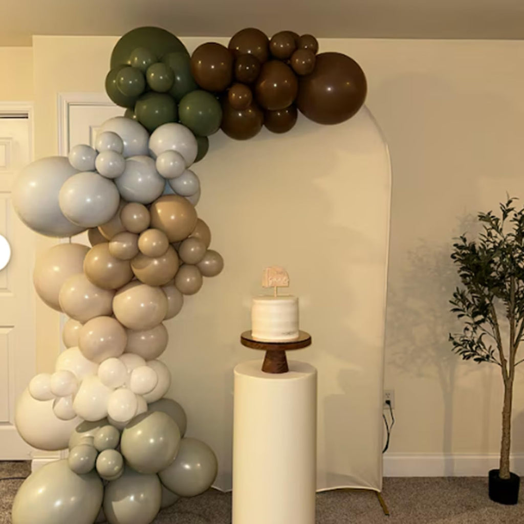 Sage Green Blue Brown Balloons, 60PCS Dinosaur Safari Dusty Blue Olive Green Coffee Beige Eucalyptus Latex Balloon Jungle Hunting Balloons for Woodland Dino Boho Baby Shower Birthday Party Decorations