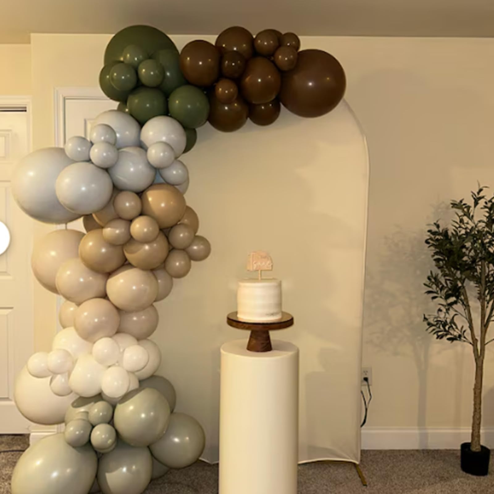 Sage Green Blue Brown Balloons, 60PCS Dinosaur Safari Dusty Blue Olive Green Coffee Beige Eucalyptus Latex Balloon Jungle Hunting Balloons for Woodland Dino Boho Baby Shower Birthday Party Decorations