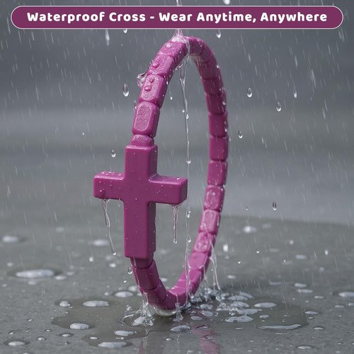 YalsFTY 24 PCS Colorful Cross Silicone Bracelets – Christian Rubber Wristbands for Teens, Adults, Waterproof, 54.4mm Diameter (Small)