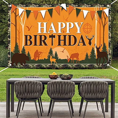 Camo Hunting Birthday Party Banner Backdrop 70x47 Inch