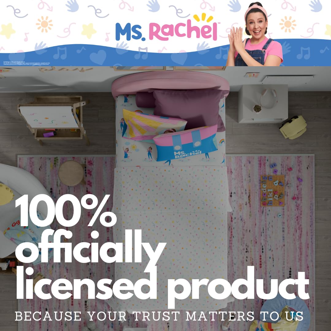 Ms. Rachel Educational Adventures Bedding Super Soft Cozy 3 Piece Microfiber Sheet Set, Twin, (Officially Licensed Product) By Franco Kids