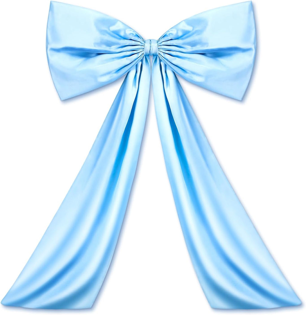 Wavwavw Sky Blue Large Bow Decor - Giant Satin Ribbon Tie for Party & Wedding | 24 x 36 Inches
