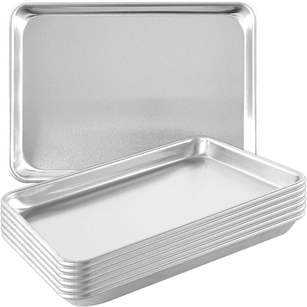 TENUP Aluminum Quarter Sheet Pan Set - 6 Pack Heavy Duty Baking Trays, 13" x 9", Warp-Resistant & Rust-Free