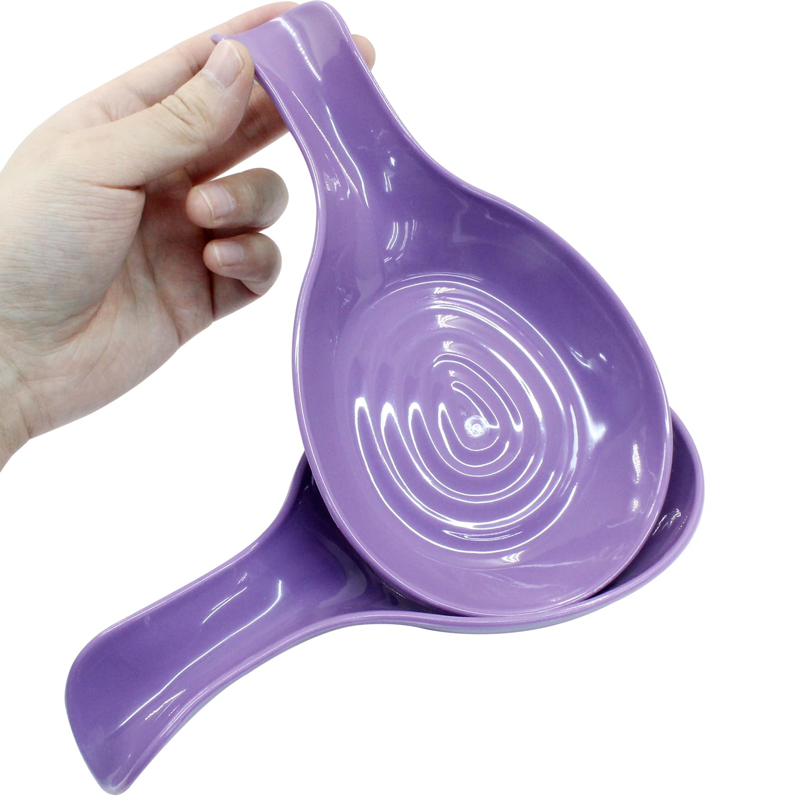 PHITUODA 2 Pack Purple Spoon Rest Plastic Cooking Spoon Holder Kitchen Utensil Holder for Kitchen Counter, Dishwasher Safe
