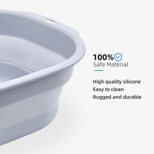 Bellglee 2 Pack Collapsible Wash Basin Set, Foldable Dish Tub, Small Medium Portable Sink for Kitchen, Camping, RV, Baby Bottles, Laundry, Plastic Washbasin -Gray
