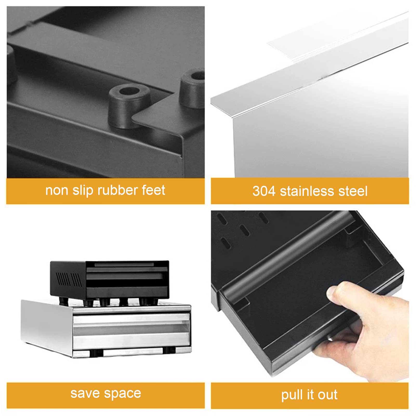 Stainless Steel Coffee Knock Box Drawer With Non Slip Feet, Rubber Lever Coffee Machine Drawer For Household Shop Knockbox With Drawer Coffee Knockout Drawer(Black)