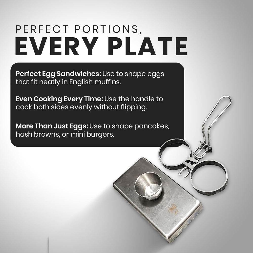 Rattleware Stainless Steel Egg Rings - Commercial-Grade, Even Cooking, Heat-Resistant Handle, Ideal for Frying Eggs - Durable & Trusted by Professional Chefs Worldwide (2 Ring Set)