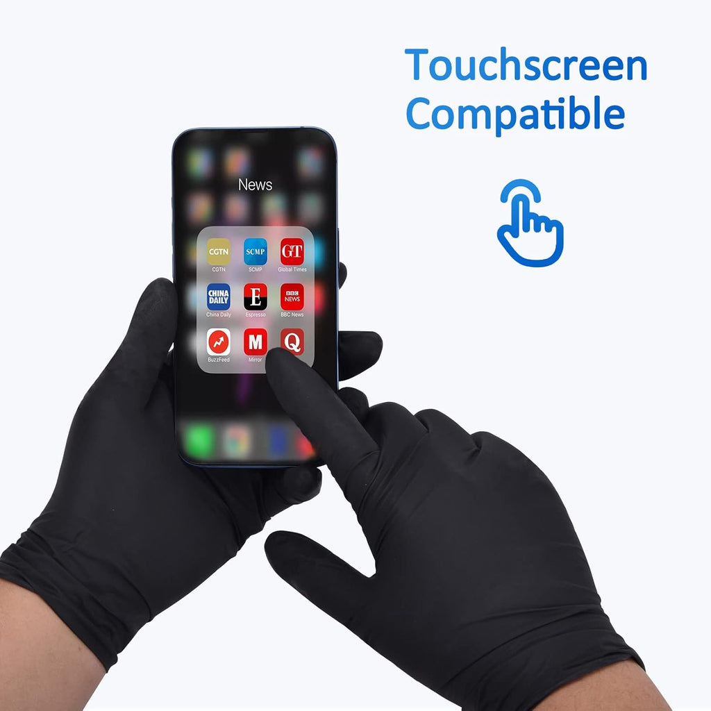 Schneider Nitrile Exam Gloves - 4 Mil Black Disposable, Latex-Free & Food Safe for Cooking & Prep