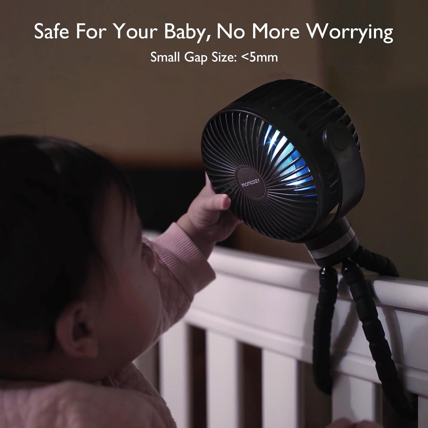 Momcozy Portable Stroller Fan - 8000mAh Battery | 27-Hour Runtime | 4-Speed 360° Rotation | USB Rechargeable