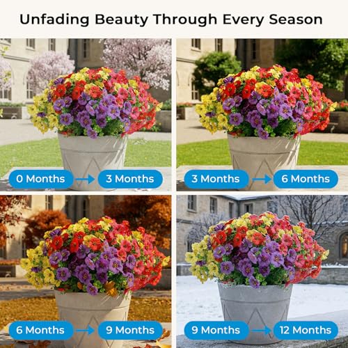 UV Resistant Artificial Flowers - 14 Bundles for Outdoor Decoration