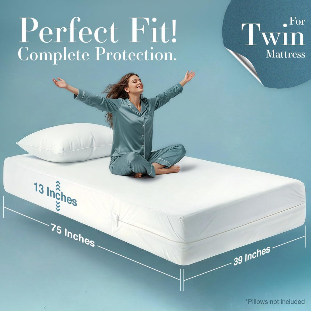 Utopia Bedding Mattress Protector - 100% Waterproof Twin Size Encasement | Pack of 2, Bed Bug & Dust Mite Proof