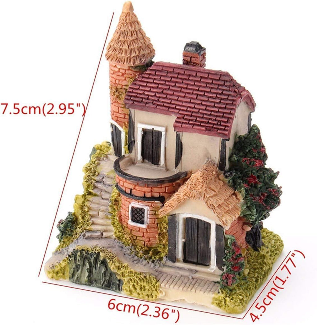 Skiennix Miniature House Fairy Garden Ornaments - 4PCS Resin Stone Village Decor for Terrariums