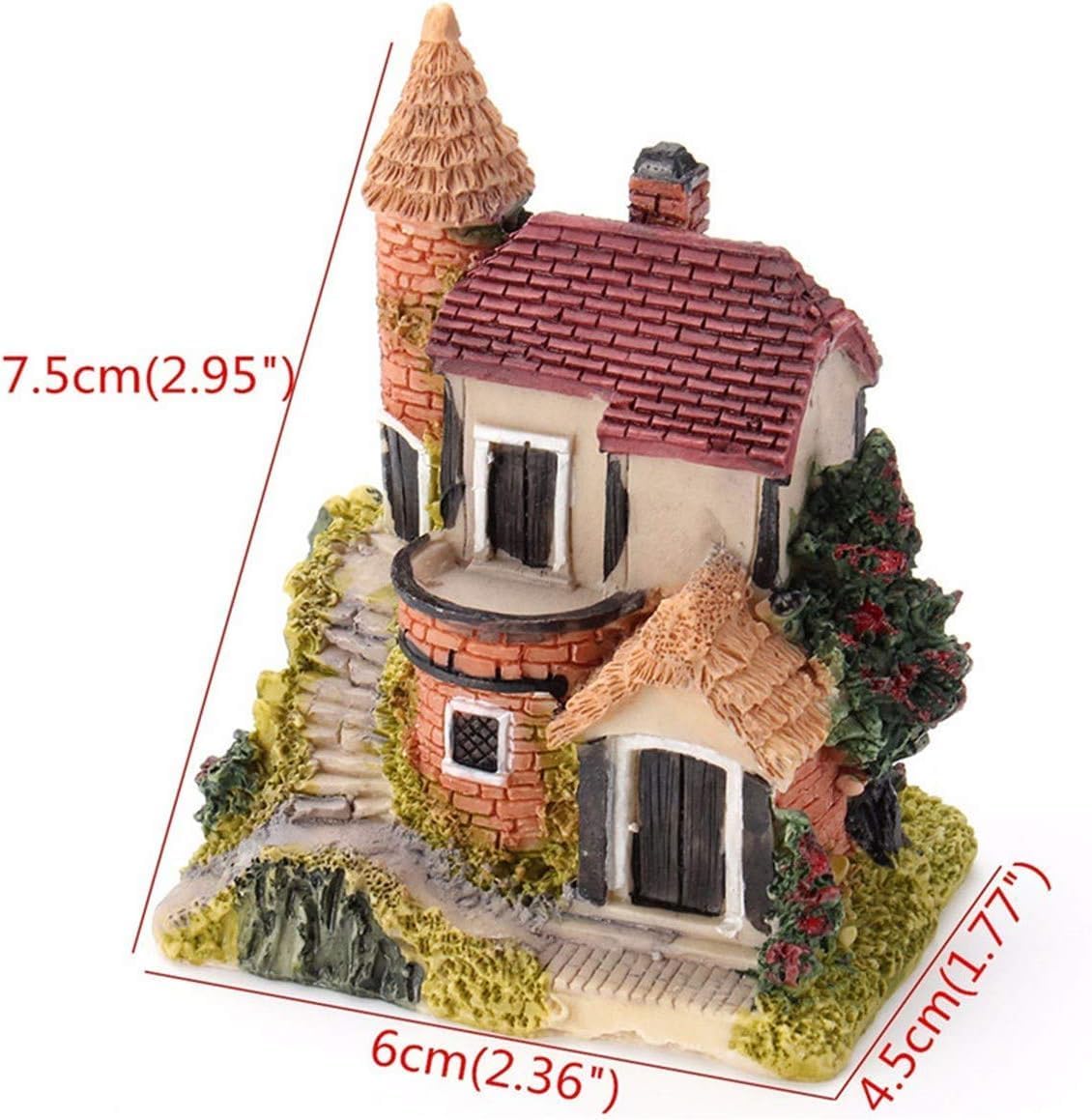 Skiennix Miniature House Fairy Garden Ornaments - 4PCS Resin Stone Village Decor for Terrariums