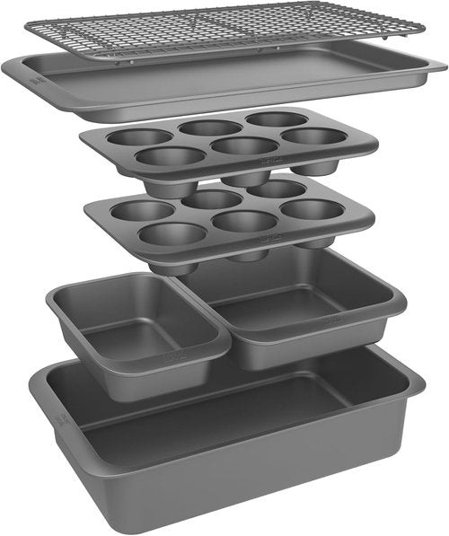 Chicago Metallic 7-Piece Nesting Bakeware Set | Carbon Steel Nonstick Baking Essentials - Space-Saving Design