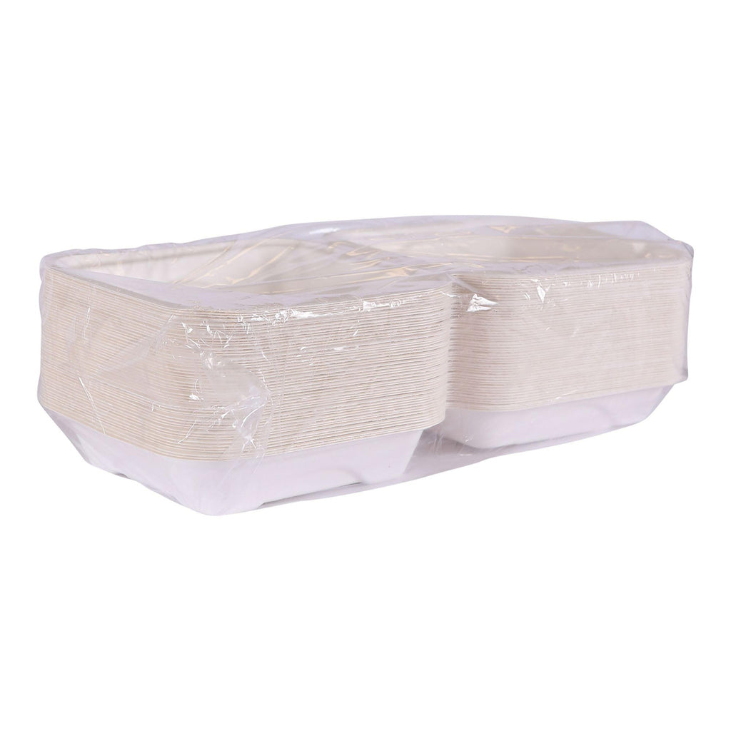 ECO PRODUCTS Compostable 8" Clamshell To Go Containers, Case of 200, Square Take Out Food Box, White Renewable Molded Fiber, Microwaveable & Freezable, Grease & Cut Resistant, ASTM Compliant