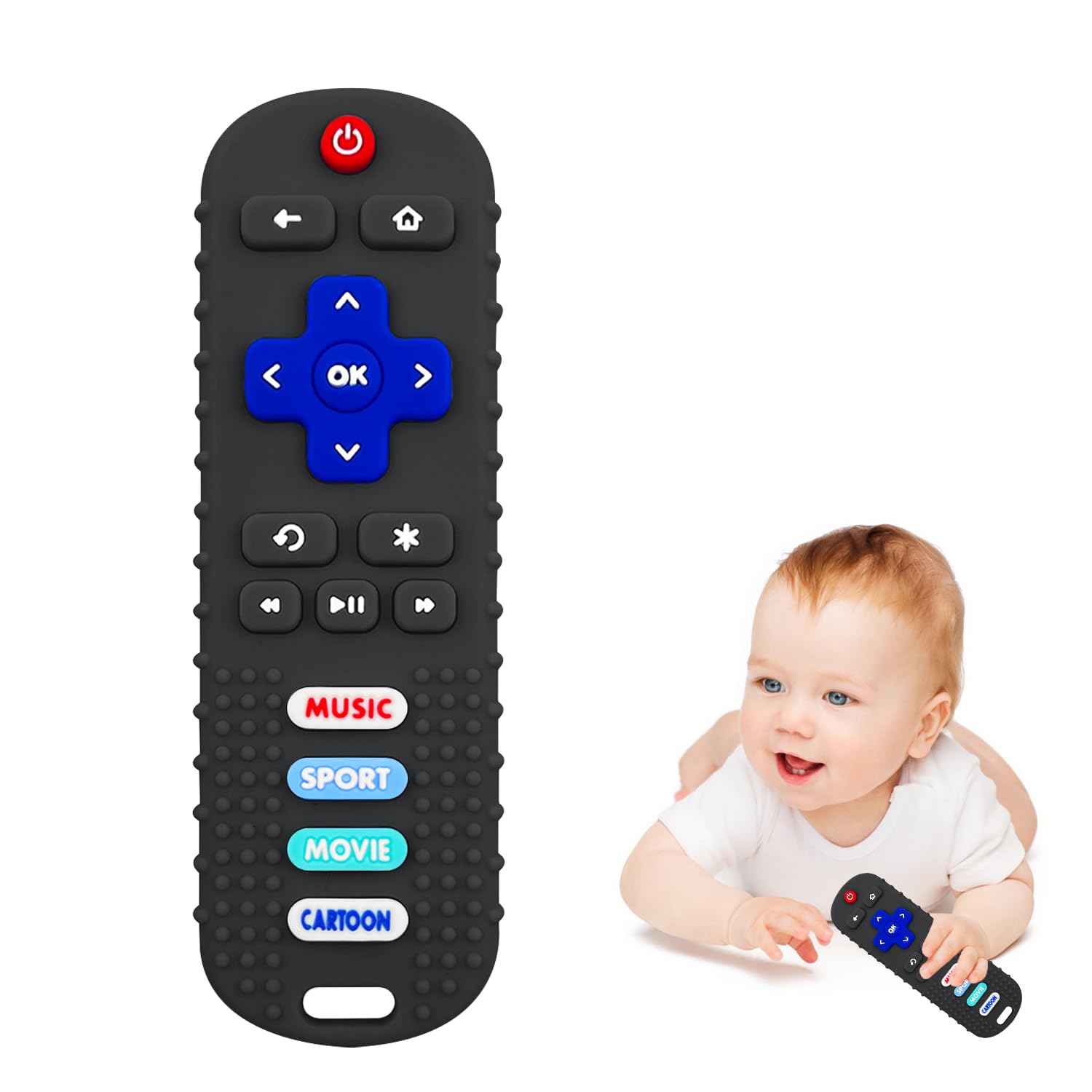 ROBBEAR Baby Teething Toys - Soft Silicone Remote Control Teether for Infants 3-18 Months | BPA Free Chew Toy
