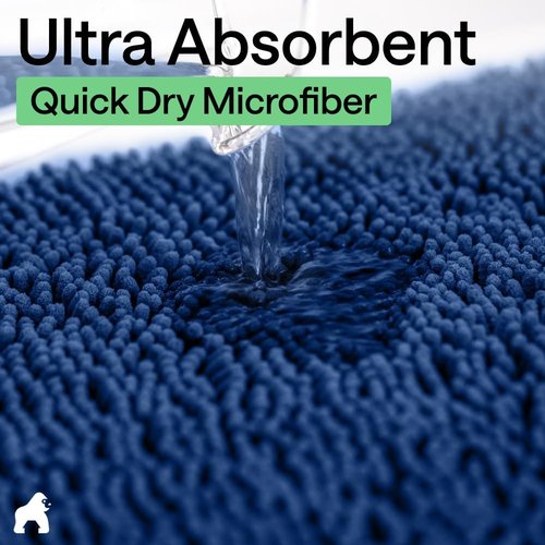 GORILLA GRIP Bath Rug Mat - Thick Soft Absorbent Chenille | Quick Dry Microfiber, 24x17 Royal Blue