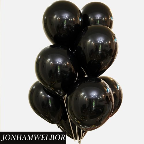 Jonhamwelbor Black Balloons - 12 Inch Metallic Chrome Latex Balloons for Birthday & Party Decor | 100 Pack