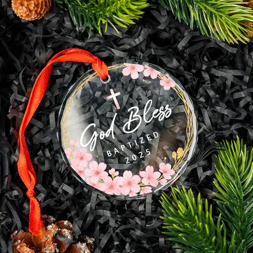 God Bless Baptized Ornament 2025 - Acrylic Keepsake Gift