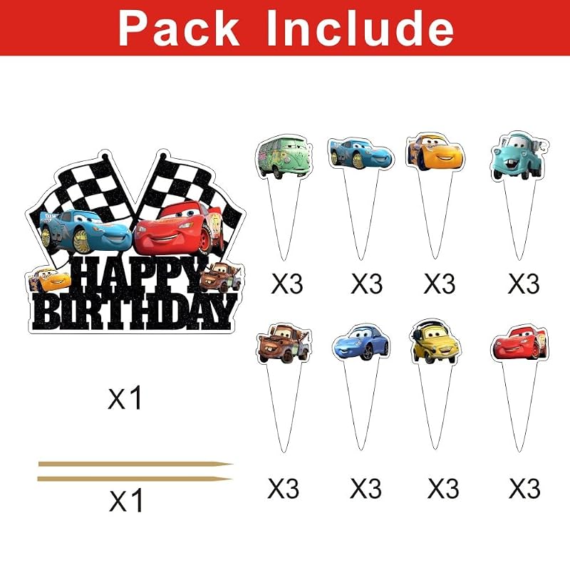 25 Pcs Birthday Cake and Cupcake Toppers Set - Party Supplies