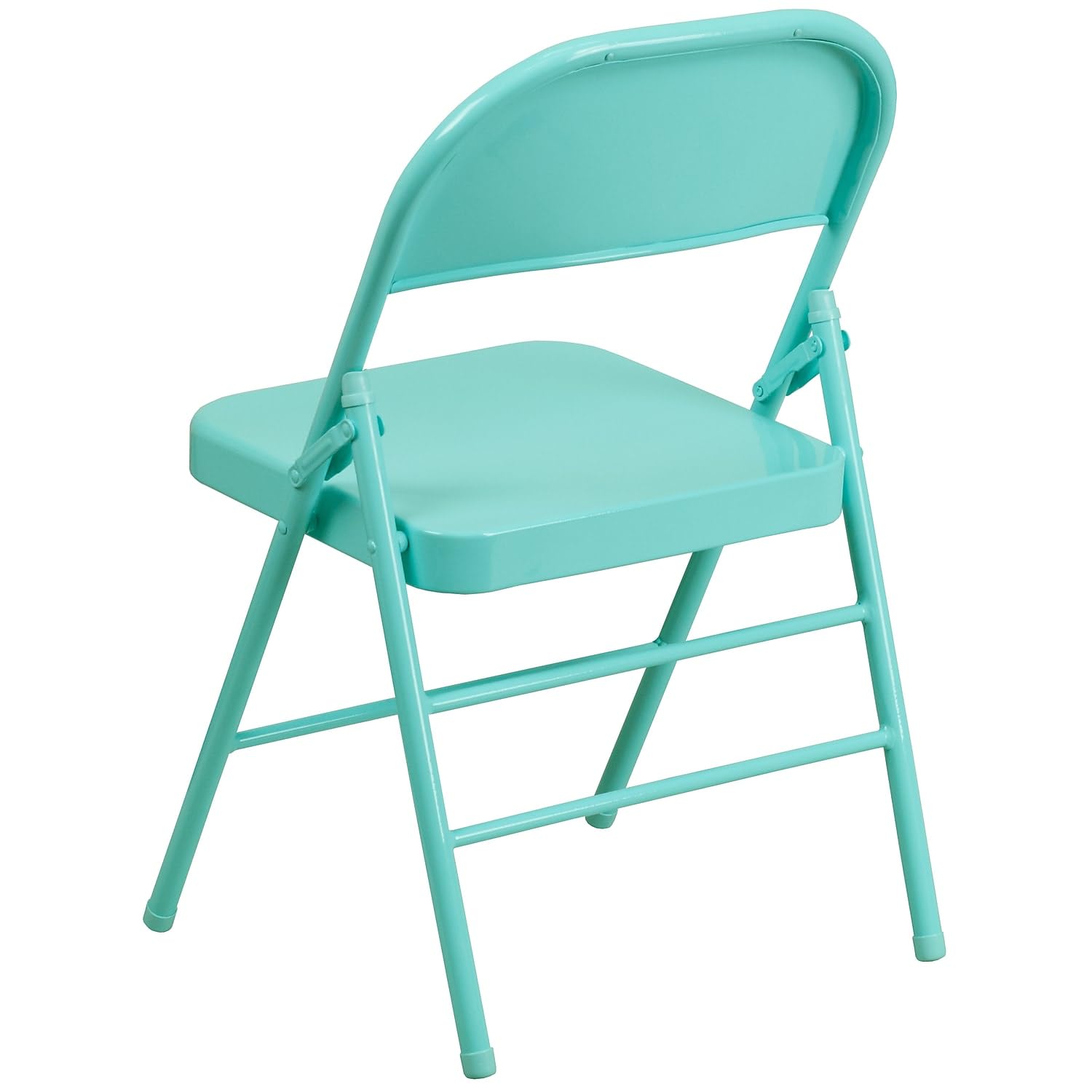 Flash Furniture 2 Pack HERCULES COLORBURST Series Tantalizing Teal Triple Braced & Double Hinged Metal Folding Chair