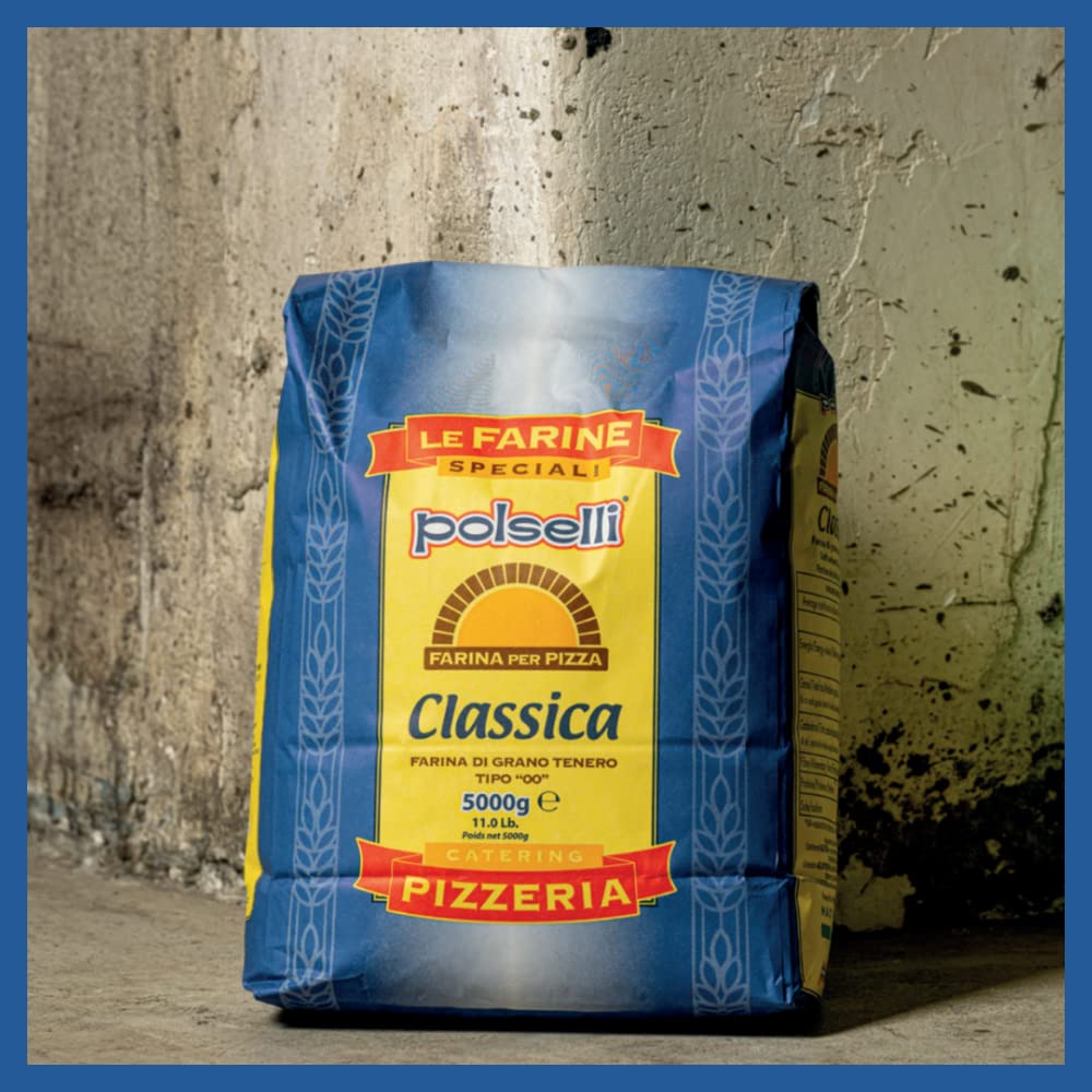 POLSELLI Double Zero Flour - Extra Fine 11 lbs | All-Natural, Unbleached & Unbromated for Pizza & Pasta