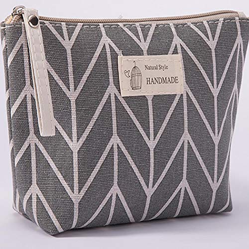 Large Capacity Cotton Linen Travel Makeup Bag & Toiletry Pouch Grey
