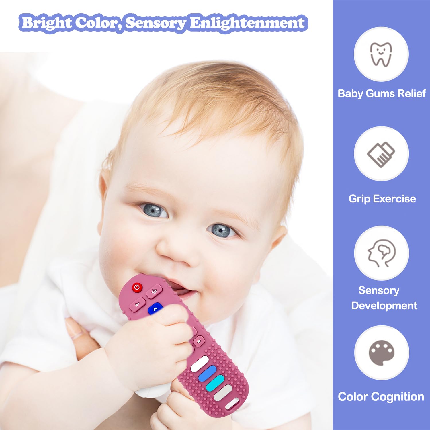ROBBEAR Baby Teething Toys - Food Grade Silicone Remote Control Teether for 3-18 Months, BPA Free