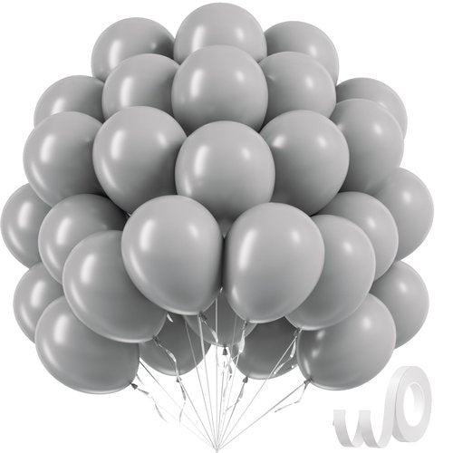Gray Balloons 12 inch, Grey Latex Balloons 50pcs Party Balloons for Birthday Baby Shower Wedding Anniversary Party Decorations