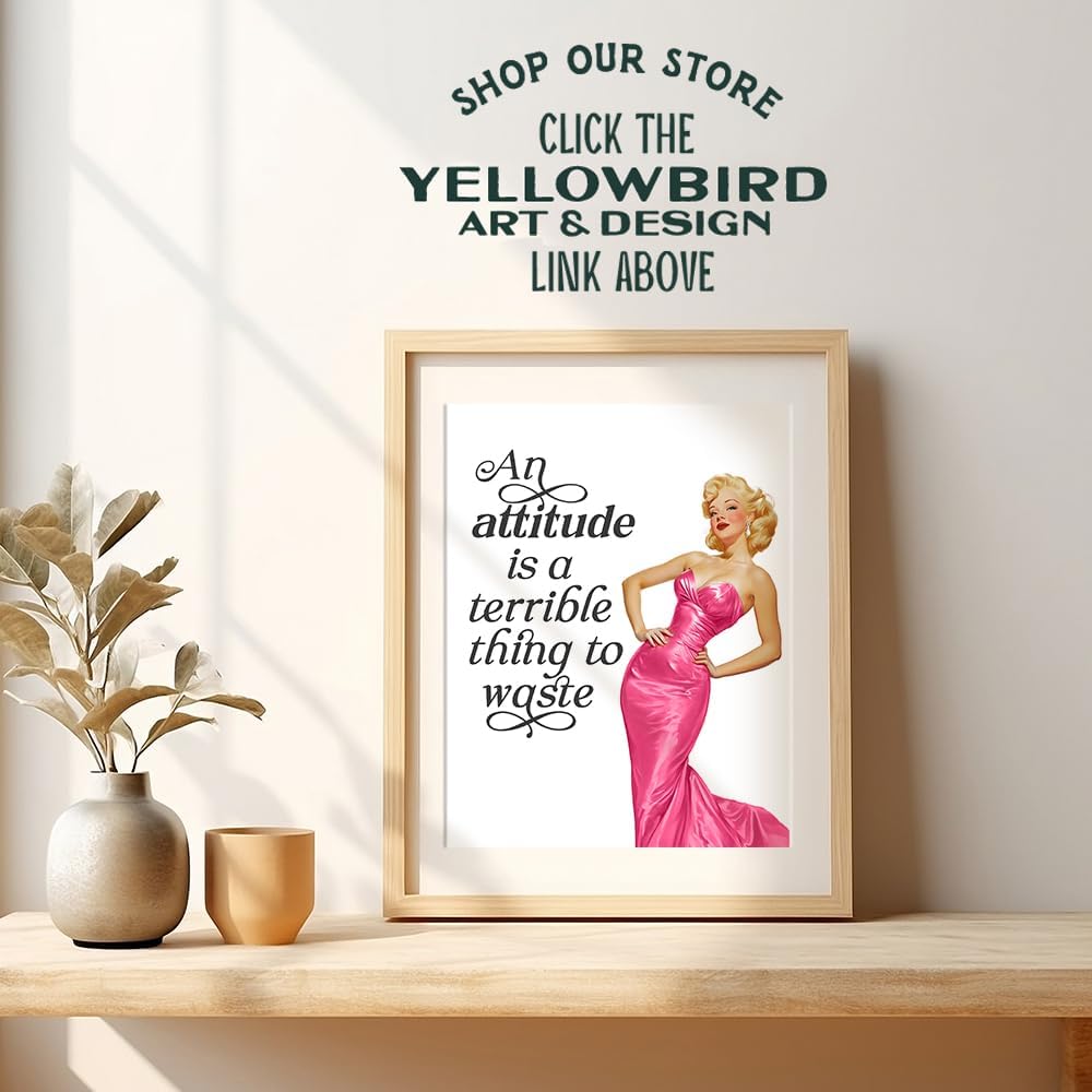 Skiennix Trendy Aesthetic Wall Decor - Pink Vintage Retro Art with Funny Quotes | Chic Home & Bedroom Decor