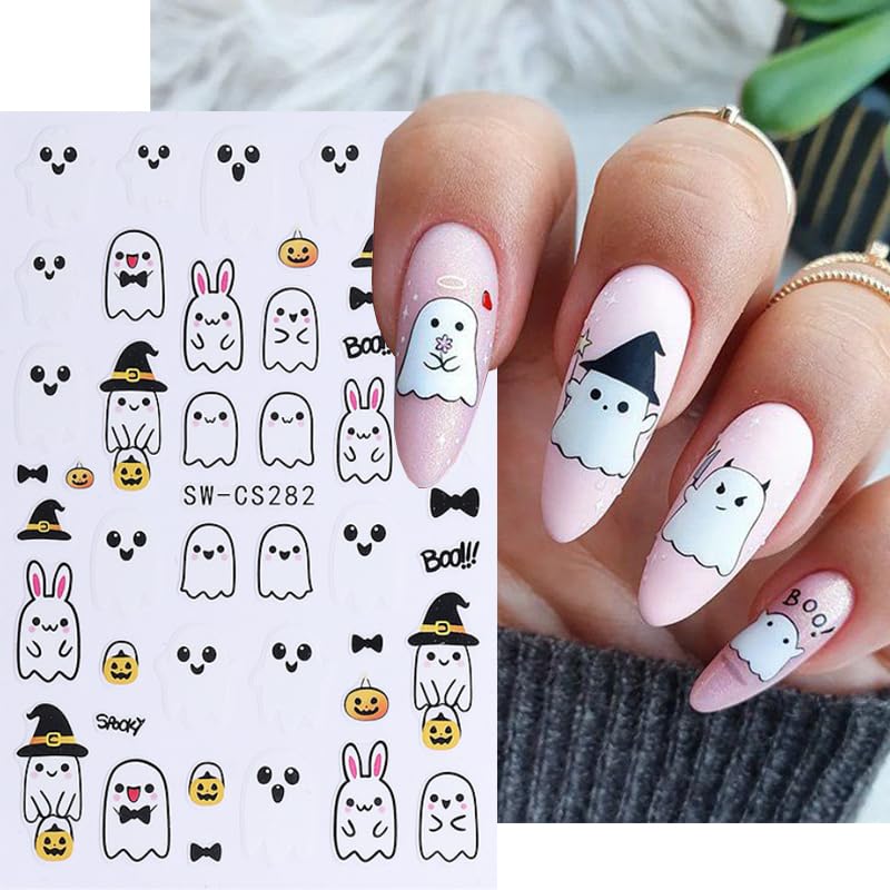 ONPRESS 10 Sheets Halloween Nail Stickers 3D Self-Adhesive Decals