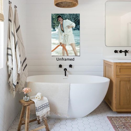 Funny Movie Bathroom Art | Cousin Eddie Poster by Generic - Black & White Canvas Print for Wall Decor